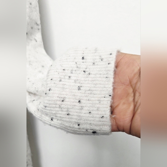 John + Jenn Sz Small Cream Knit Speckled Open Pocket Longline Cardigan Sweater - Picture 4 of 13